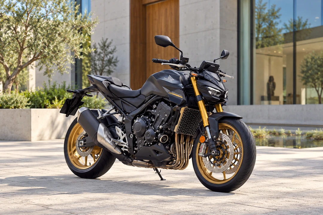 Honda CB1000 Hornet SP estacionada frente a un edificio