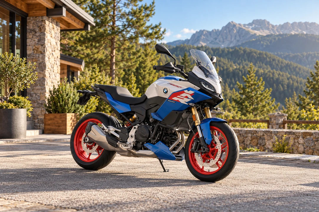 BMW F 900 XR estacionada en una zona de montaña